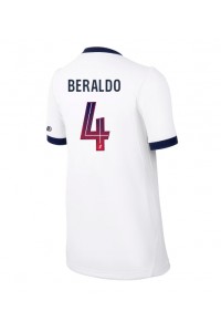 Paris Saint-Germain Lucas Beraldo #4 Fotballdrakt Borte Klær Dame 2026-27 Korte ermer